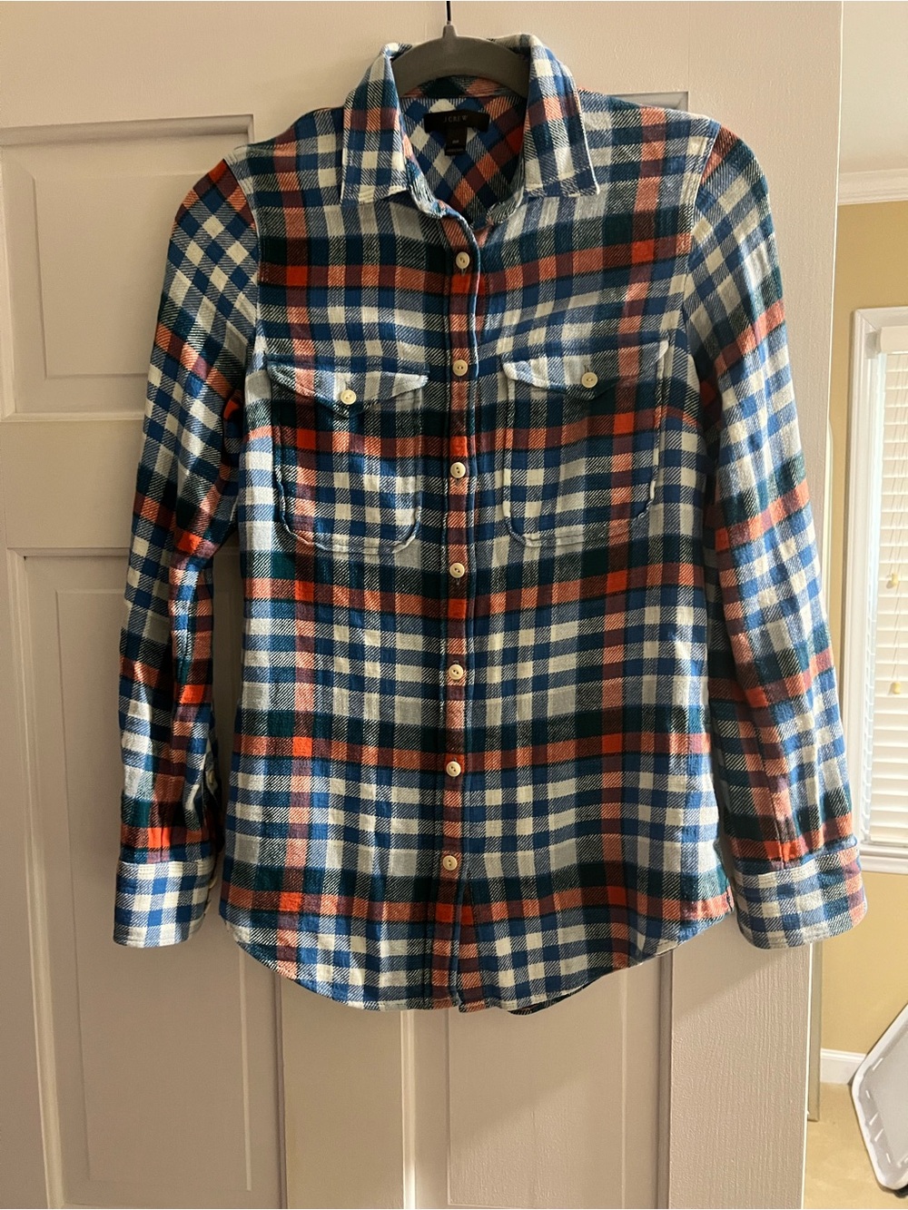 J. Crew Girls' Plaid Button-Up Shirt in Blue, Red & Green